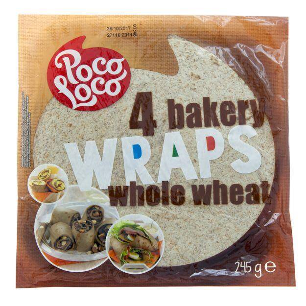 Wraps Whole Wheat 25cm,4szt, 245g/18 PocoLoco