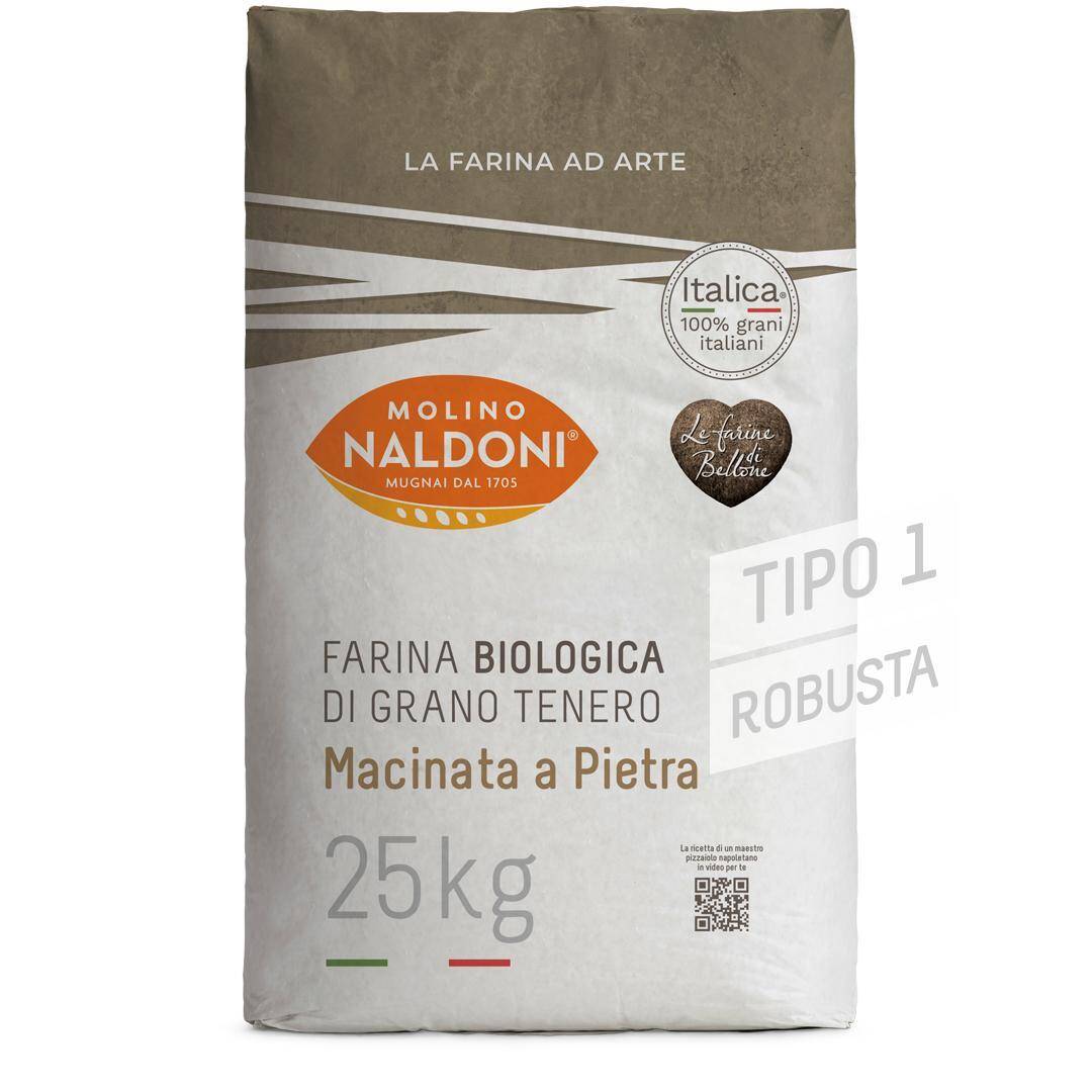 Mąka pszenna Tipo 1 Macinata a Pietra Robusta EKO. 25kg Naldoni