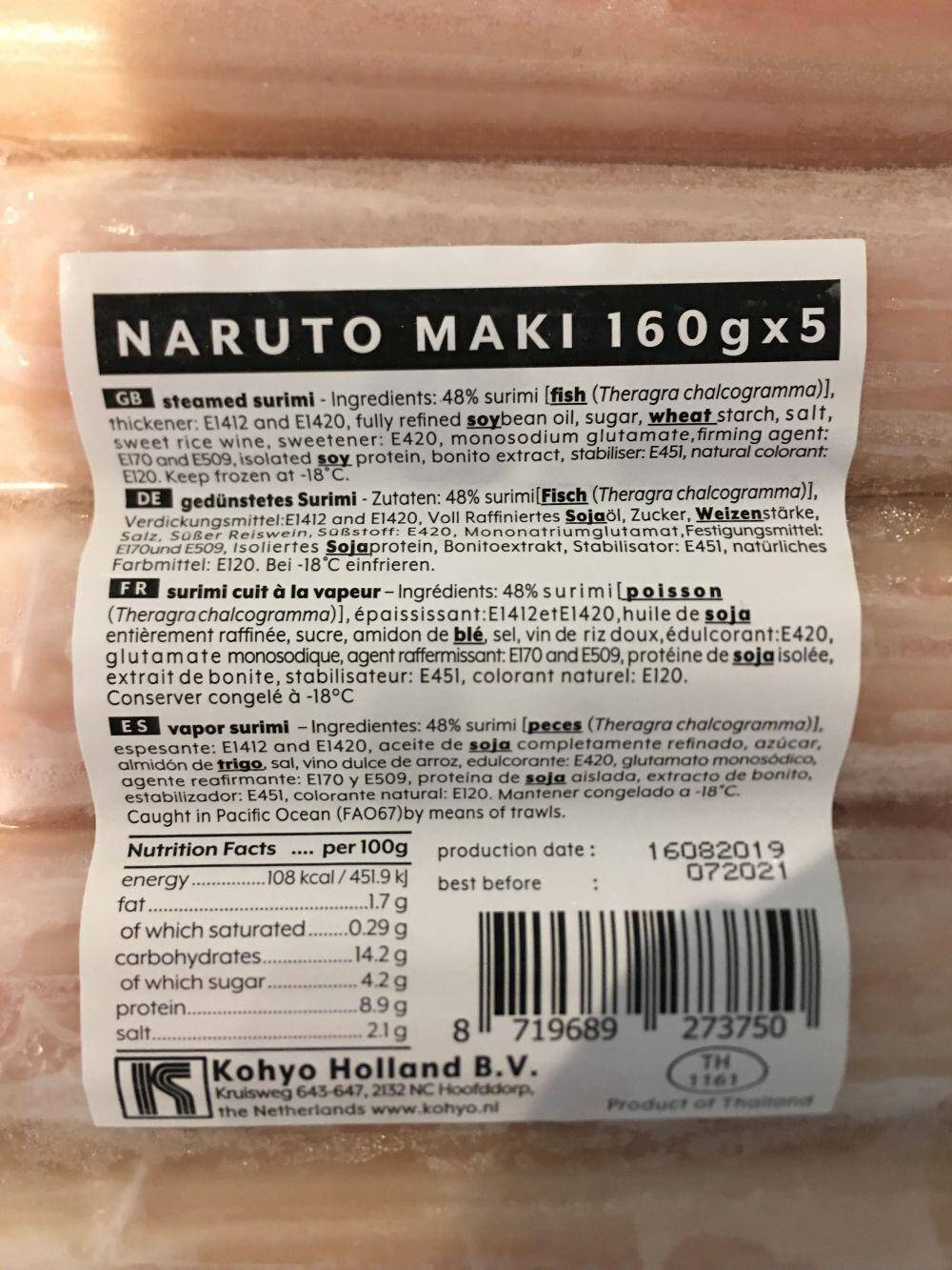 Surimi Naruto Maki 45% 160g/szt, 5szt/opak, 10opak/krt