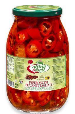 Papryka Peperoncini cięta 576g w oleju 960g/6 Attina&Forti