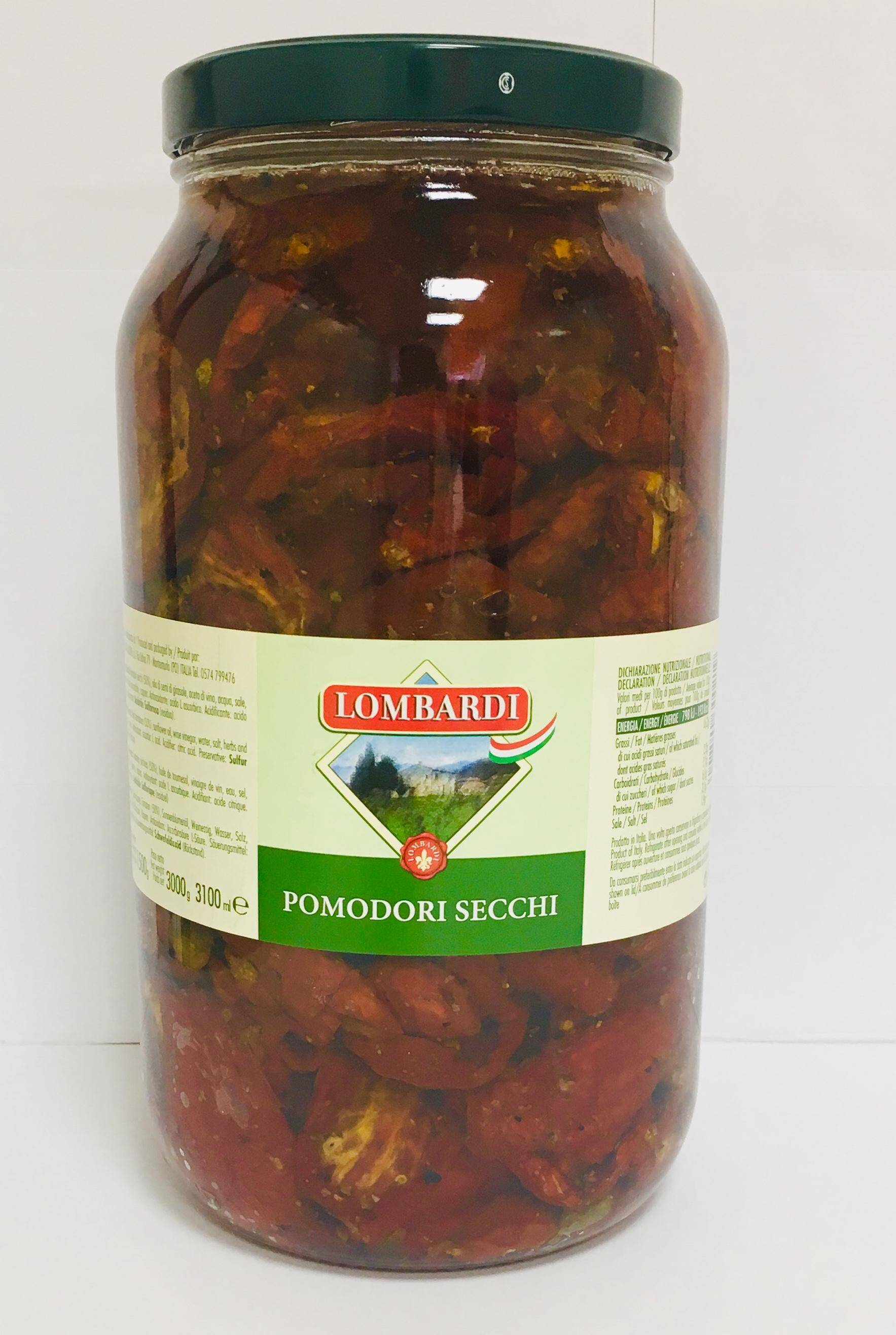 Pomidory suszone w oleju z/kap.1,5kg słoik 3kg/2 Lombardi