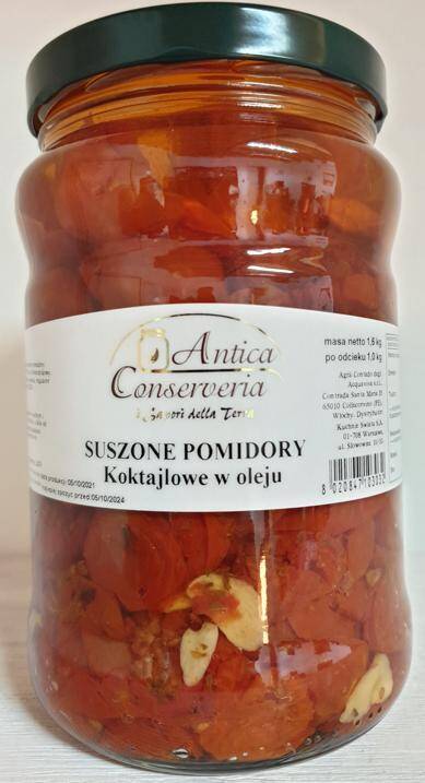 Pomidory koktajlowe suszone 1kg w oleju słoik 1,6kg/6 Antica