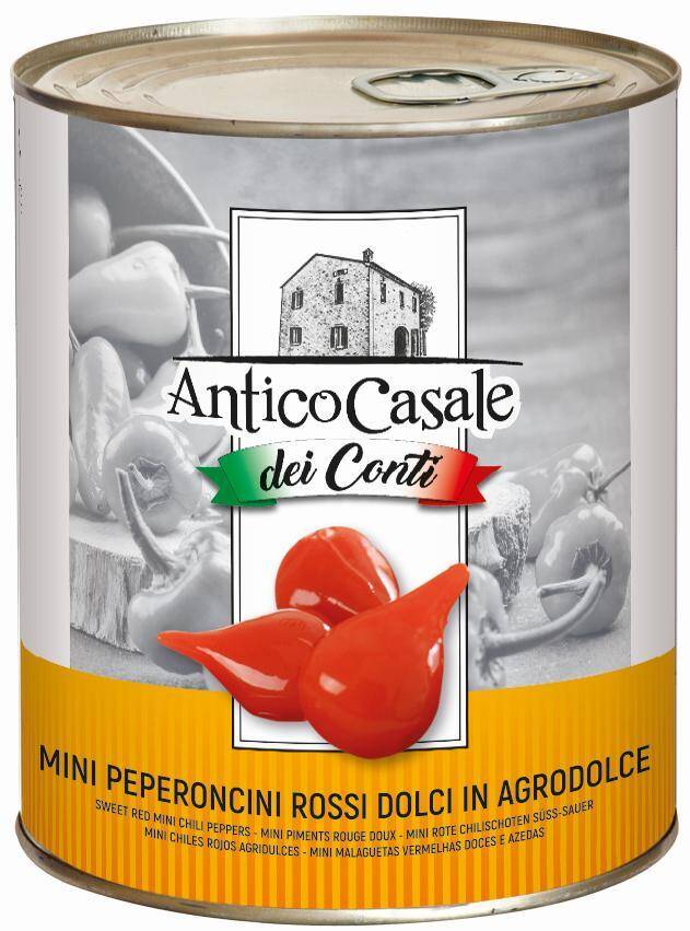 Papryka Mini Peperoncini czerwona Rossi Dolci 330g w zalewie 780g/6 Antico Casale