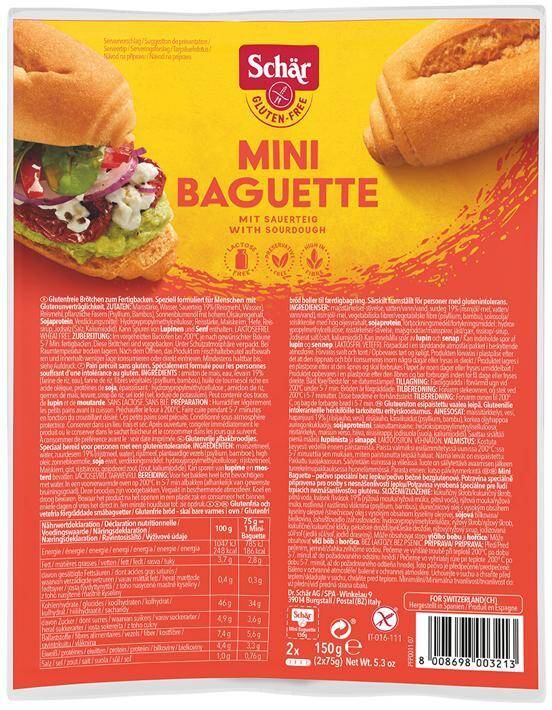 Bułka Mini Baguette (2x75g),150g/7 Schar e