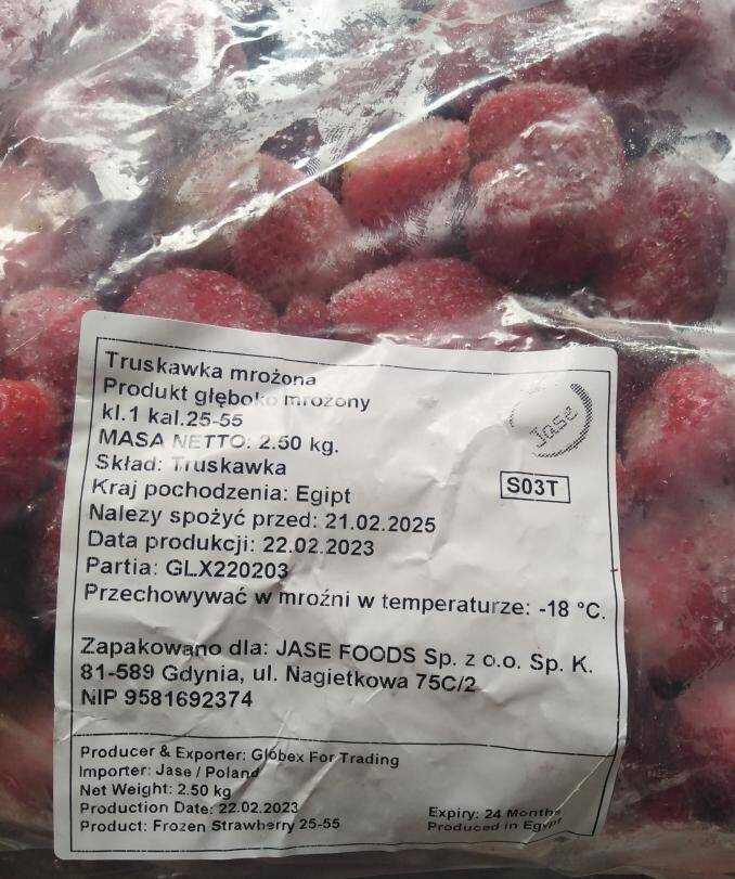 Truskawka klasa 1 kalibr.25-55, mroż.2,5kg/4 Apetitto