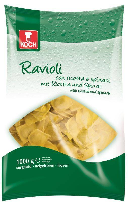 Ravioli z ricotta, szpinak 3-5g,  mroż.1kg/6 Koch