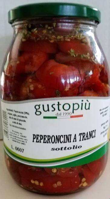 Papryka Peperoncini Tranci cięta 650g w oleju 1kg/5 Gustopiu