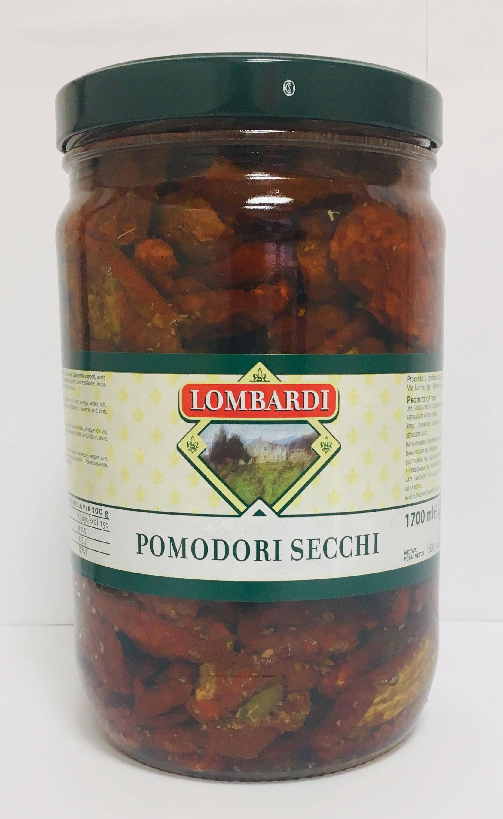 Pomidory suszone 800g w oleju z/kap.słoik 1,6kg/6 Lombardi e