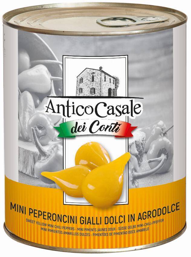 Papryka Mini Peperoncini żółta Gialli Dolci 330g w zalewie 780g/12 Antico Casale