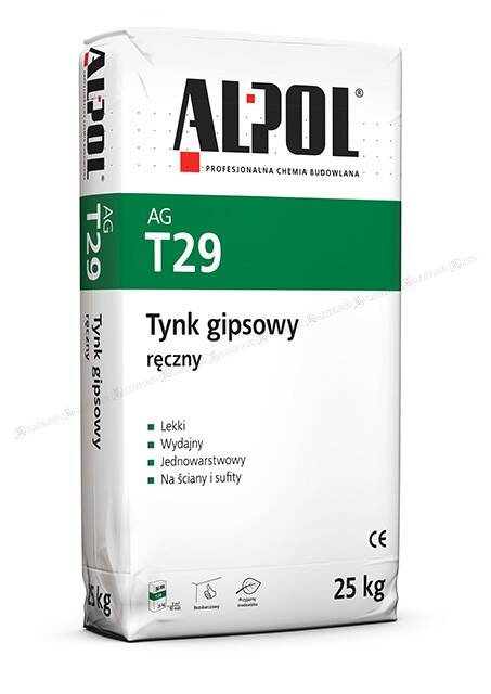 Tynk gipsowy ręczny AG T29 25 kg ALPOL