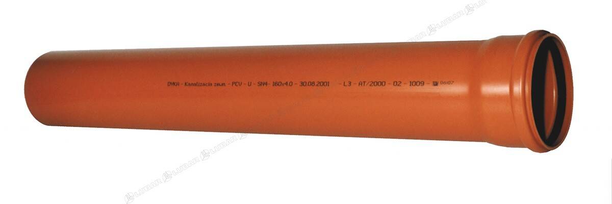 Rura kanalizacyjna PVC-U 200x3,9x1000 mm SN2 (L) SP pomarańczowa