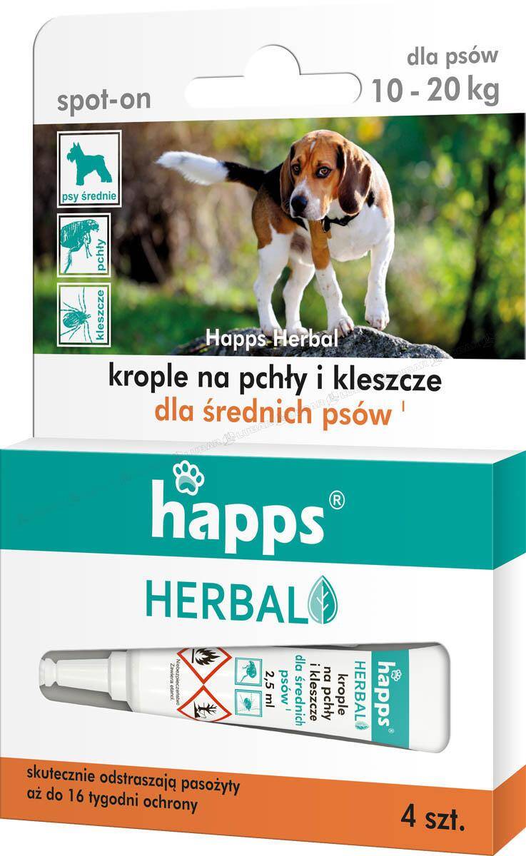 Krople przeciw pchłom 10-20 kg HAPPS-HERBAL 