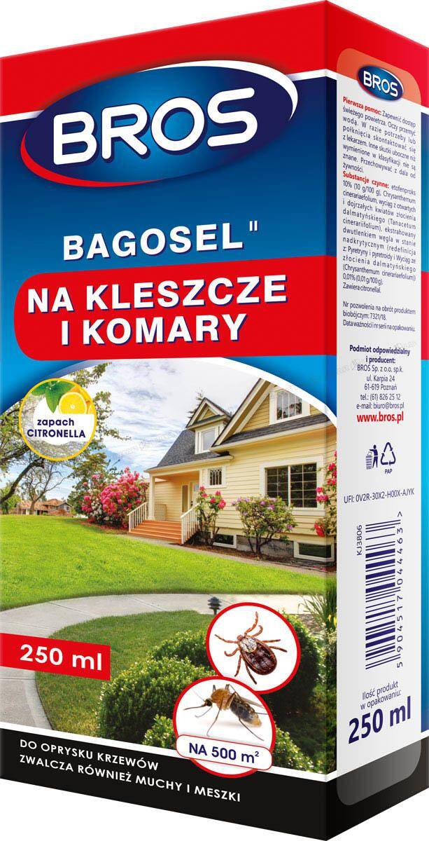 Płyn na komary, kleszcze i meszki Bagosel 100EC 250 ml BROS
