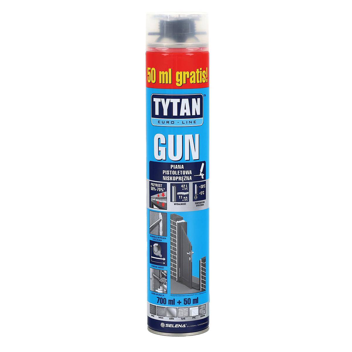 Piana montażowa niskoprężna TYTAN  Euro-Line GUN 750 ml