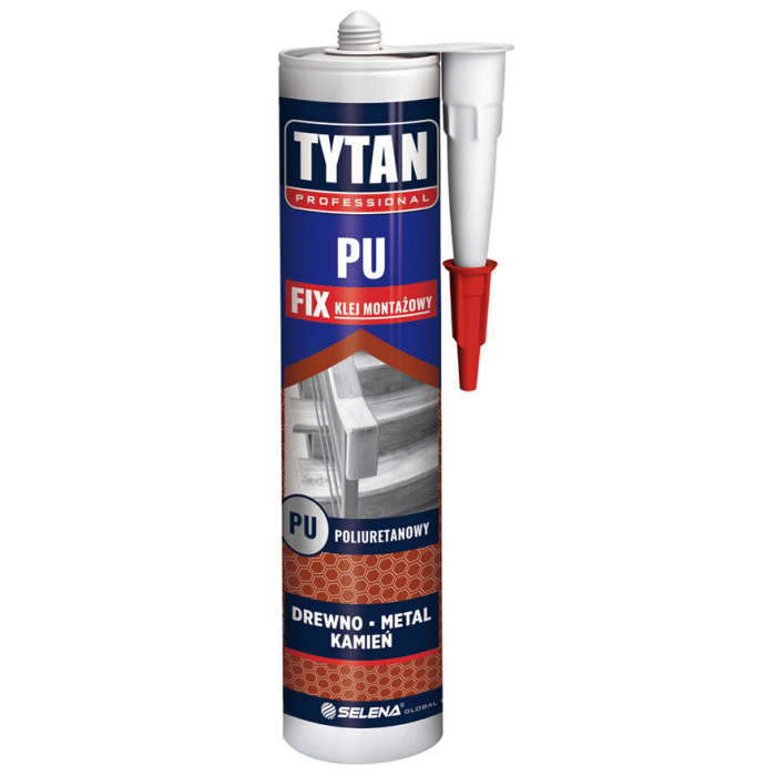 Klej montażowy poliuretanowy FIX PU do drewna, do metalu, do plastiku 290 ml Tytan