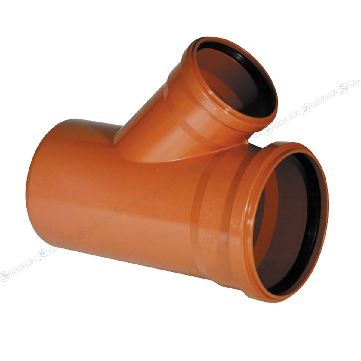 Trójnik kanalizacyjny PVC 200x160 mm 45° pomarańczowy
