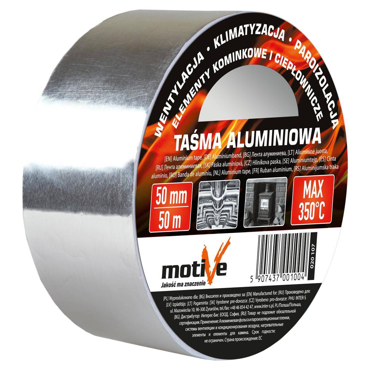 Taśma aluminiowa 50 mm / 25 m HT 350° MOTIVE 020 104