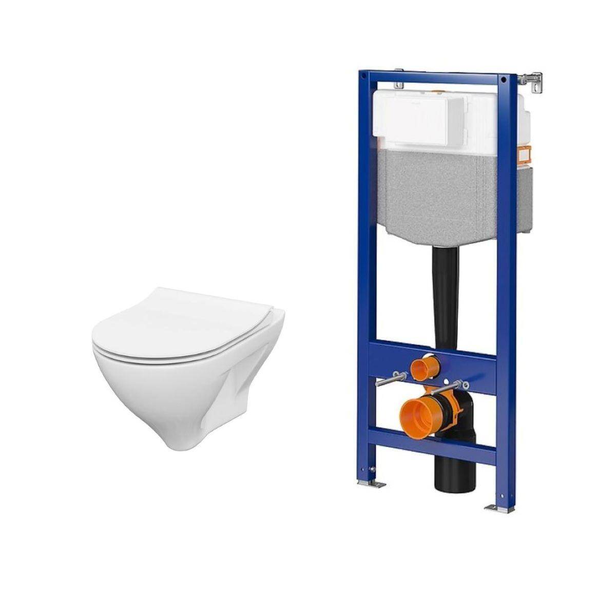 Stelaż podtynkowy wc zestaw Aqua 50 PNEU QF K97-521 z miską Mille i deską wc Cersanit