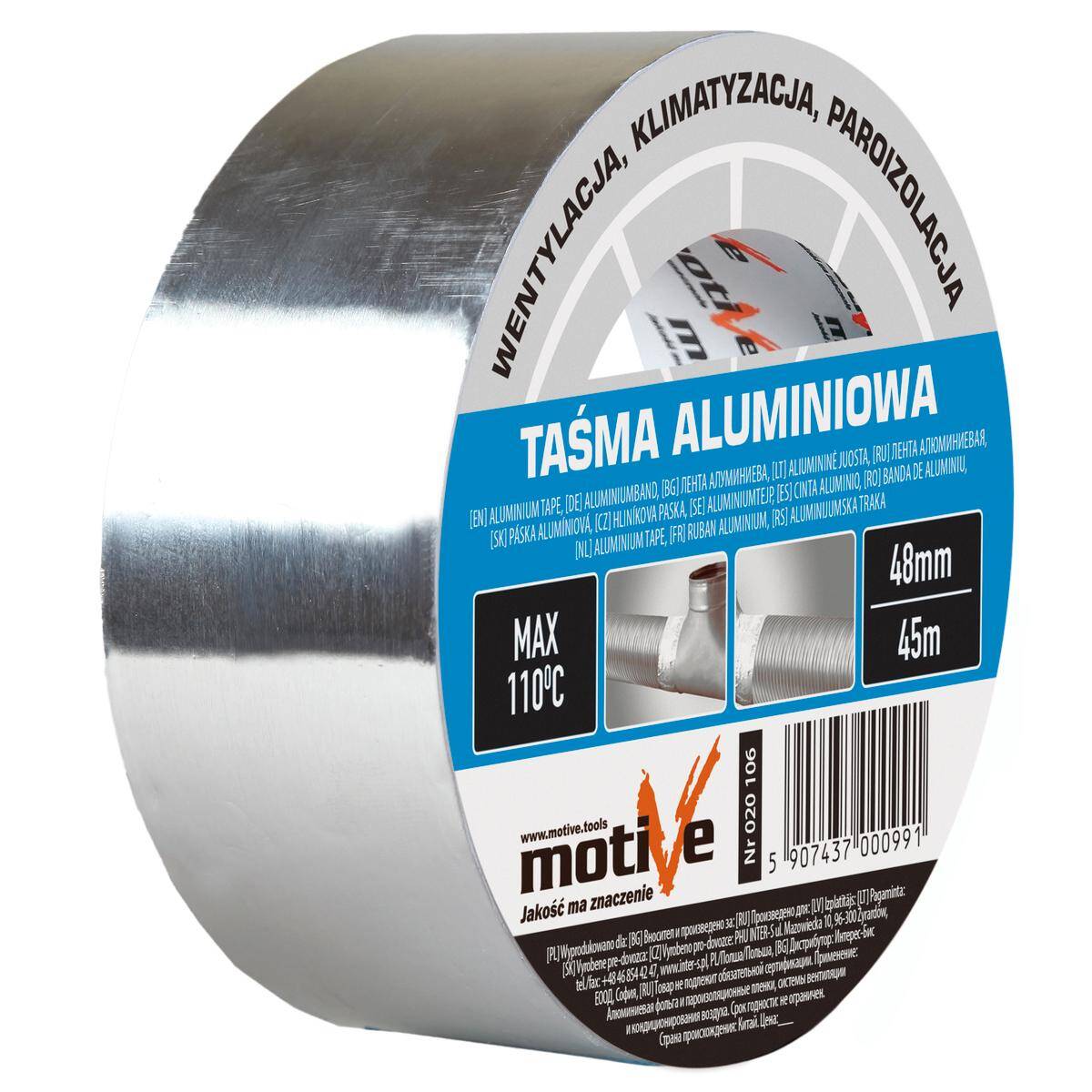 Taśma aluminiowa 48 mm/45 m HT 110⁰ MOTIVE 020 106