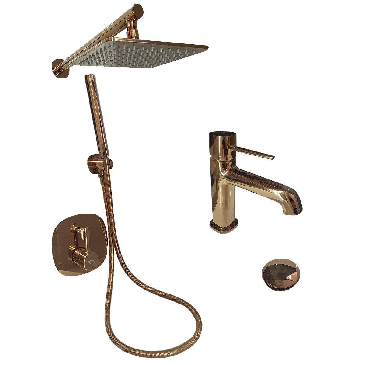 Zestaw POLA Gold Rose bateria umywalkowa  BAP822D + zestaw natryskowy podtynkowy BAP801P (produkt powystawowy)