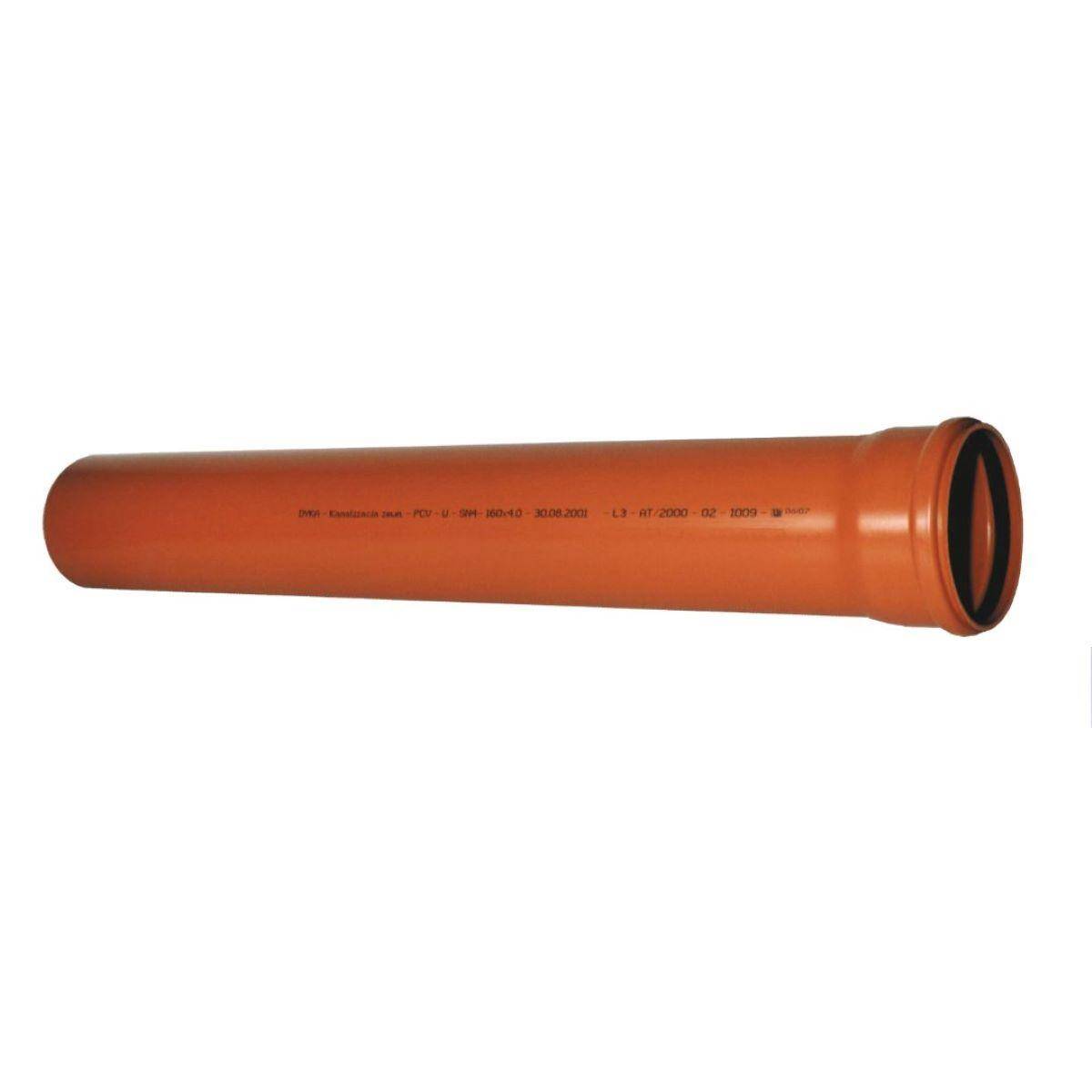 Rura kanalizacyjna PVC-U 160x4,7x3000 mm SN8 lita pomarańczowa