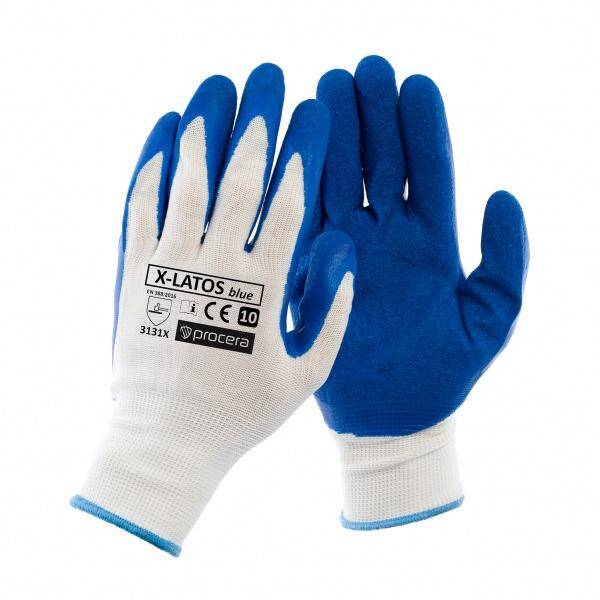 Rękawice ochronne BHP powlekane lateksem X-LATOS BLUE r. 11