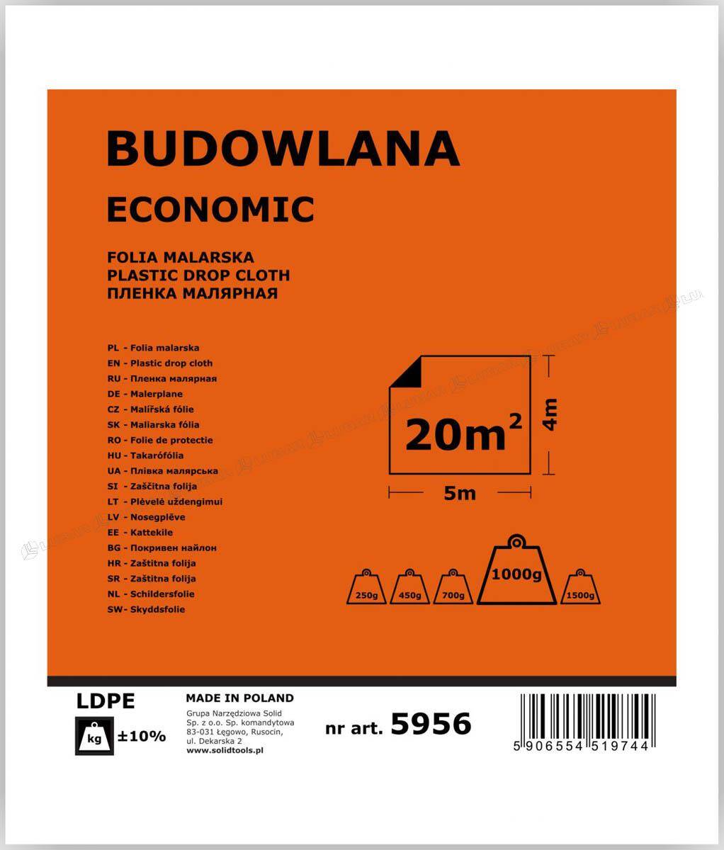 Folia malarska 4x5 Budowlana Economic 1000g (pomarańczowa) 5956