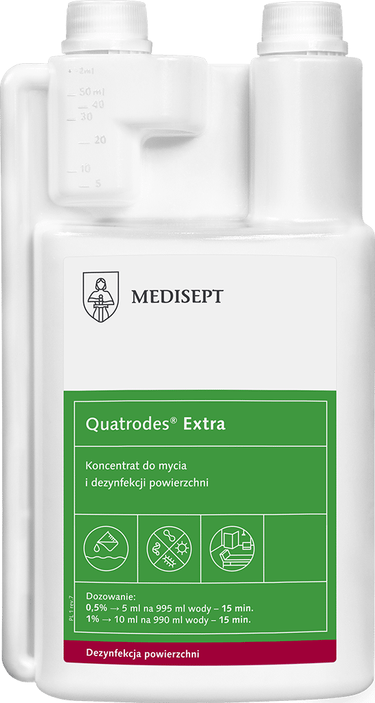 QUATRODES EXTRA 1L - Koncentrat do mycia i dezynfekcji powierzchni - Medisept (Zdjęcie 1)