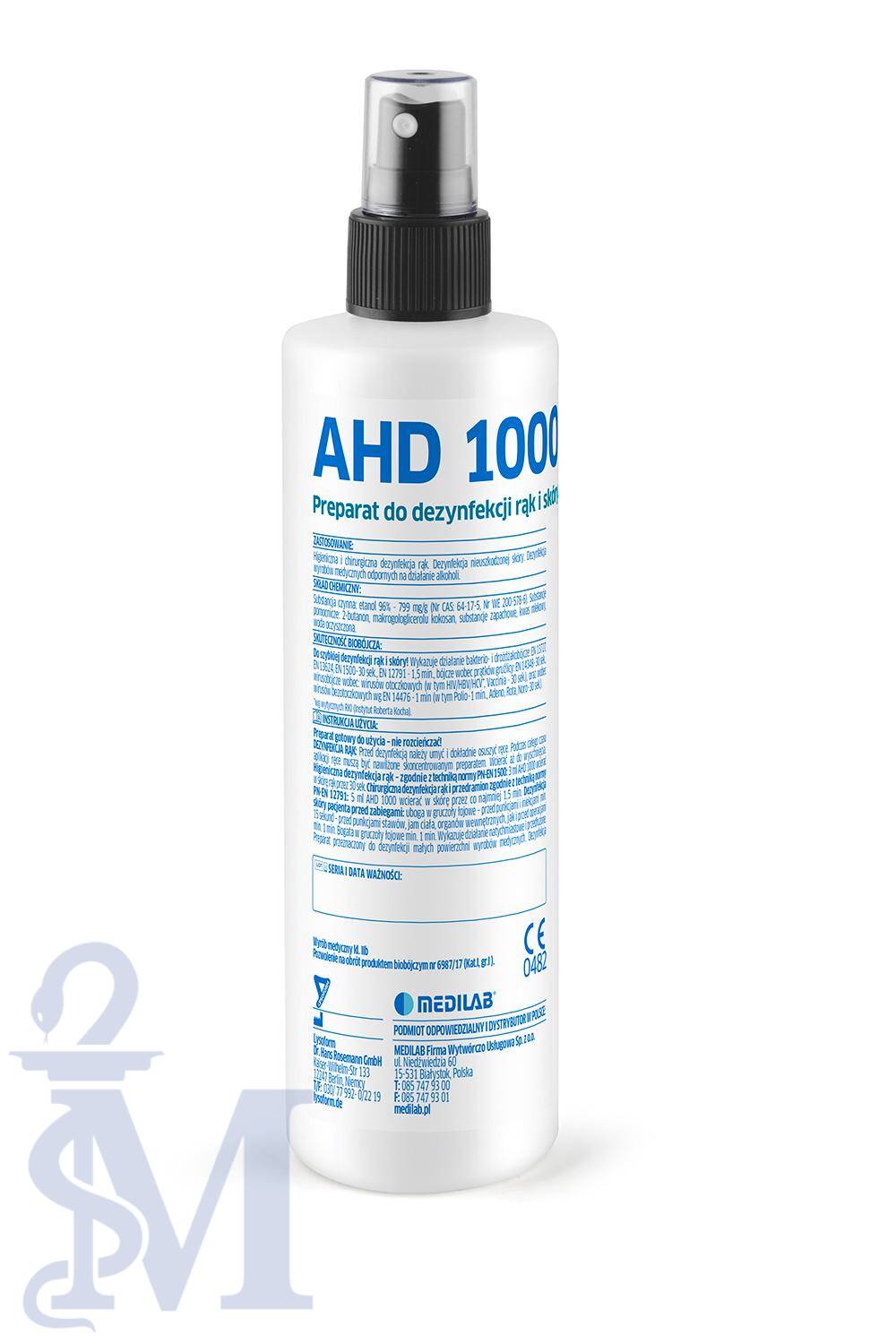 AHD 1000 250 ml - płyn do higienicznej i chirurgicznej dezynfekcji rąk i dezynfekcji skóry