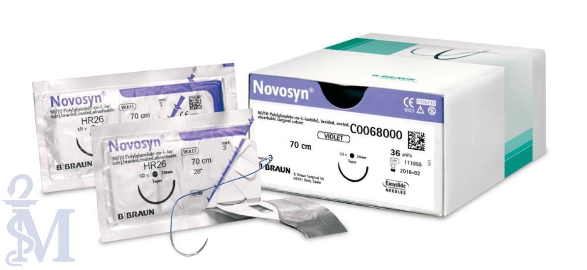 NOVOSYN 6/0  45CM DS9 C0068202 – 36 szt. nici chirurgiczne, szwy wchłanialne, plecione powlekane