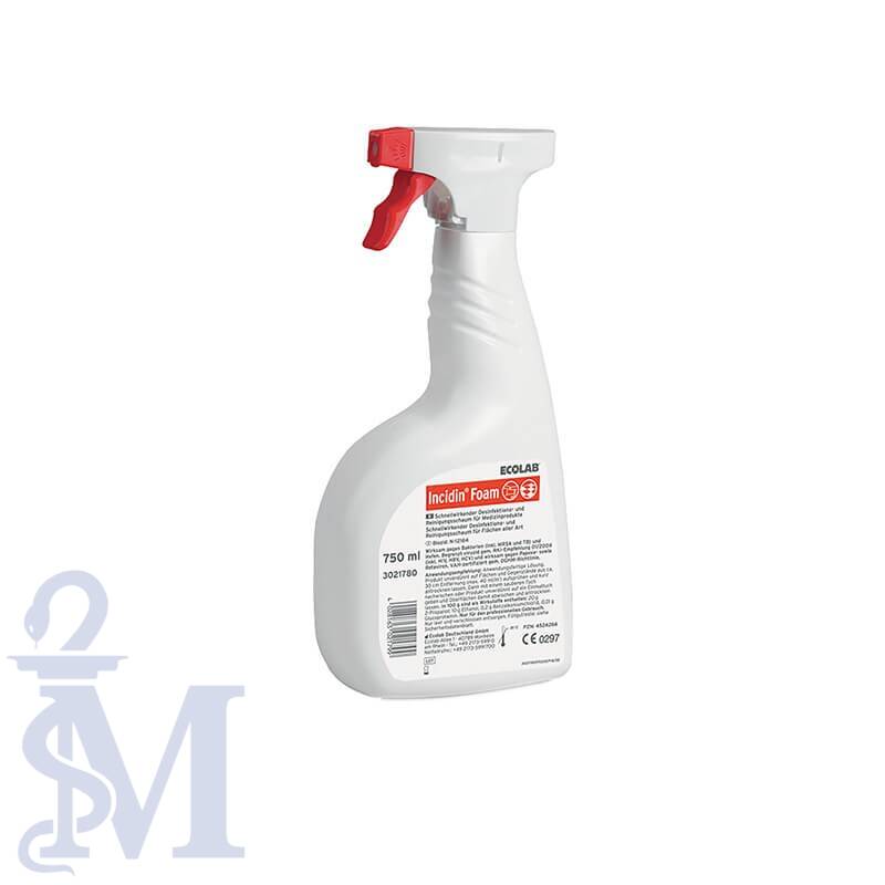 INCIDIN FOAM 750ML - Szybka dezynfekcja i mycie powierzchni sprzętu medycznego oraz innych powierzchni nieodpornych na działanie alkoholi.