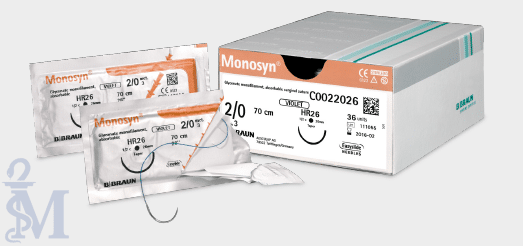 MONOSYN FIOLETOWY  4/0  70CM  DS16  C0022220 – 36 szt. nici chirurgiczne, szwy wchłanialne, monofilament