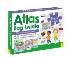 Pakiet Atlas flag świata. Atlas + plakat z mapą + puzzle
