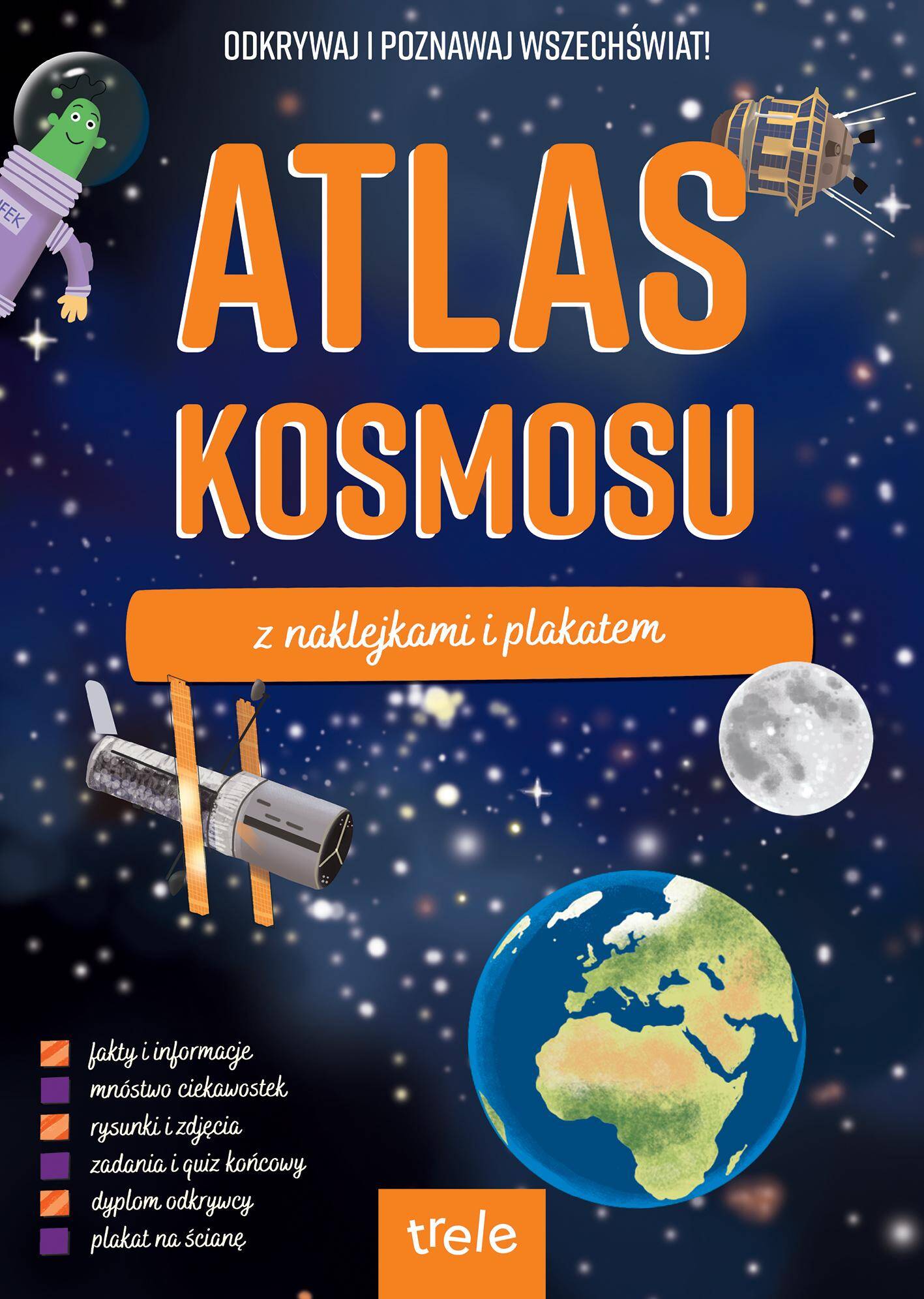 Atlas kosmosu z naklejkami i plakatem. Atlasy z naklejkami