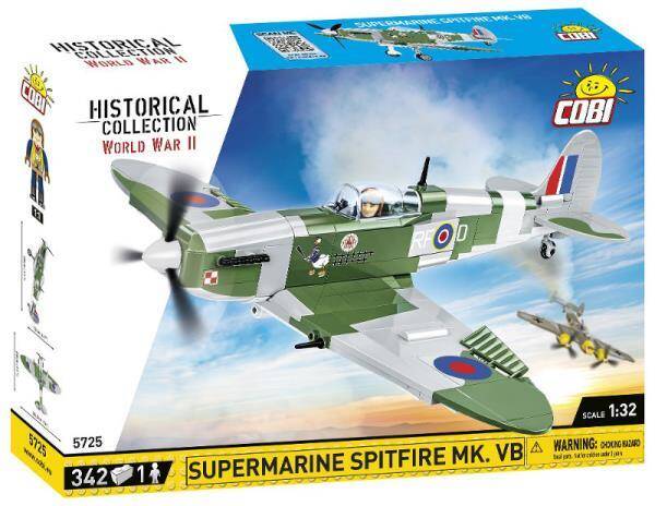 COBI 5725 Historical Collection WWII Samolot myśliwski brytyjski Supermarine Spitfire Mk.VB 352 kloc