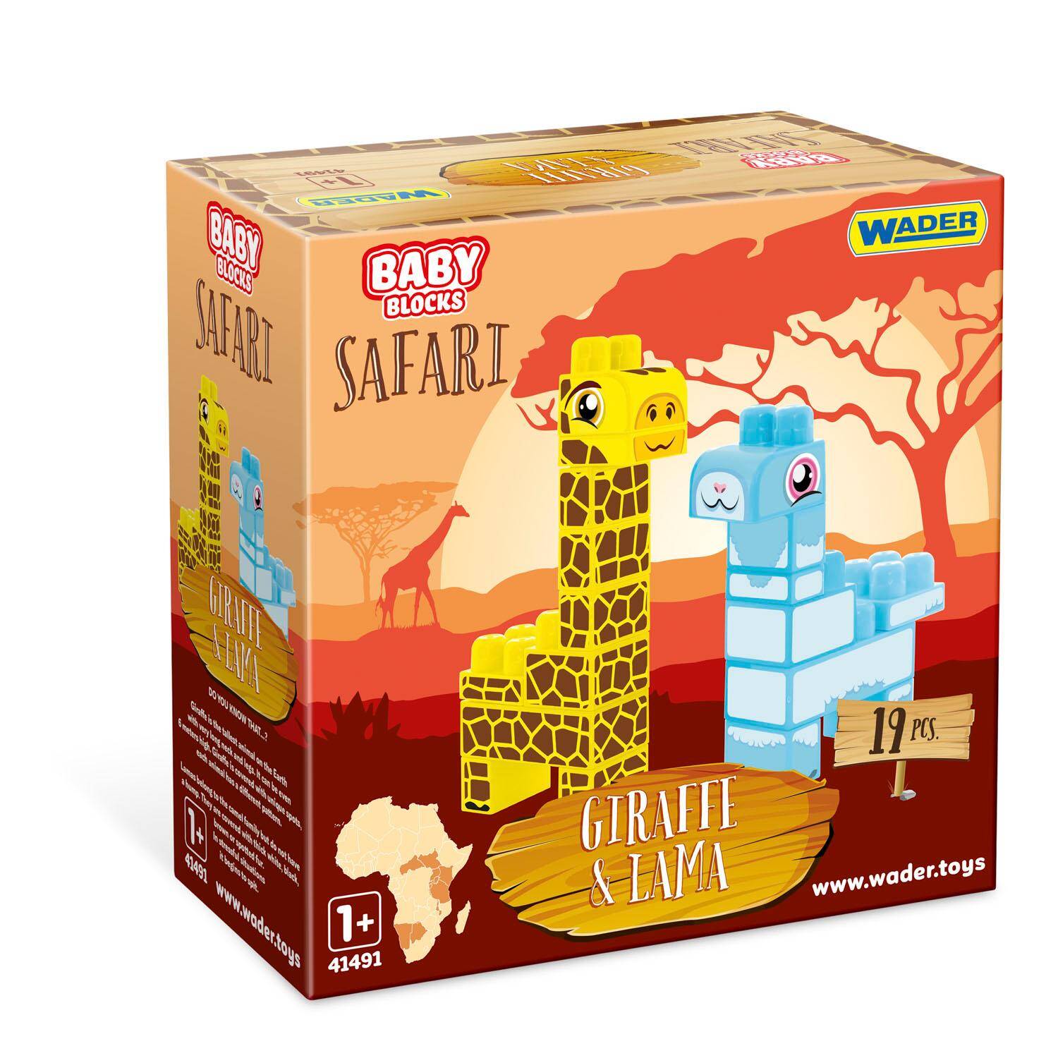 Klocki Safari Baby Blocks żyrafa i lama 41500