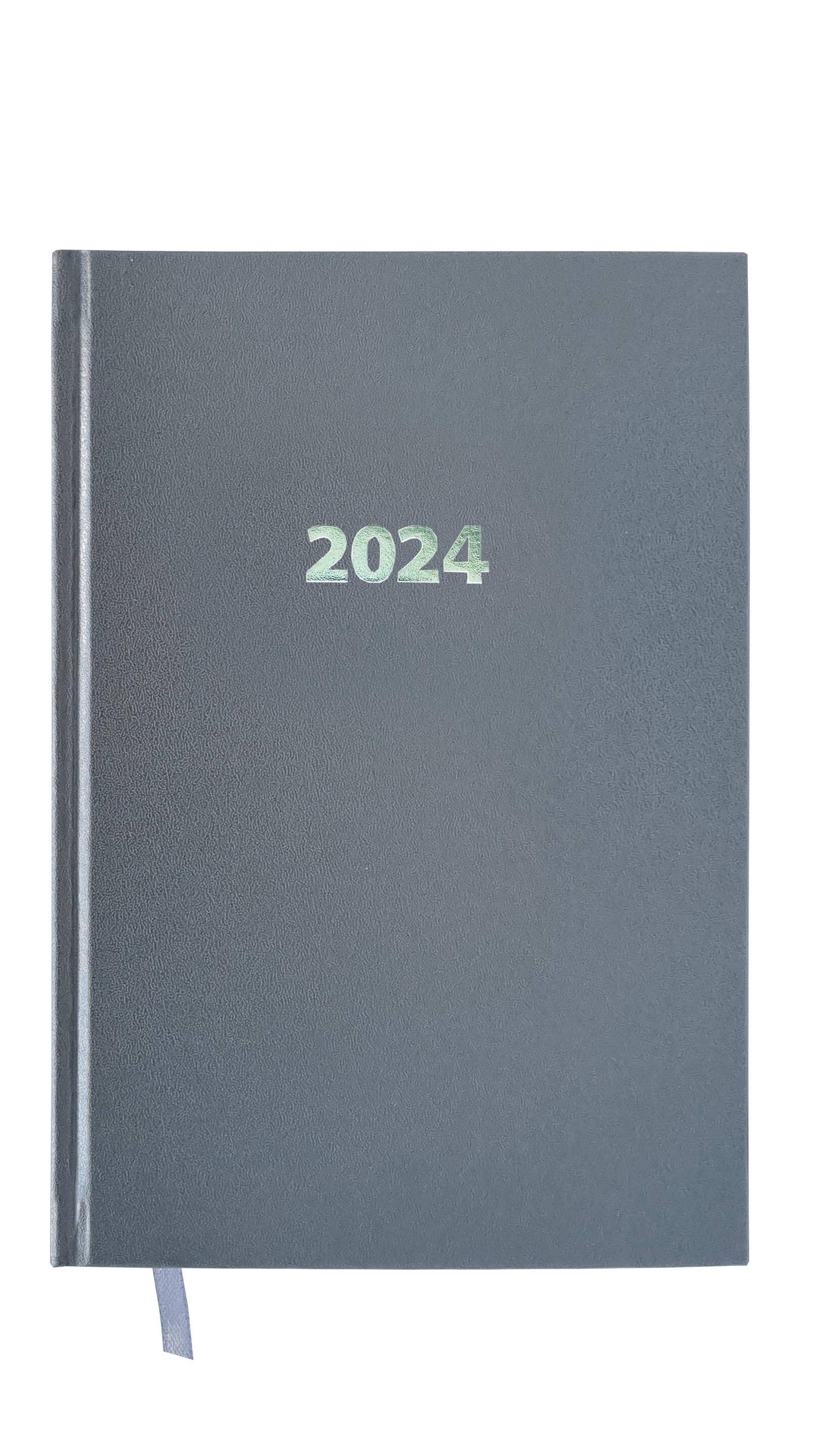 Kalendarz 2024 lux elegance z gumką A4 dzienny V4 szary