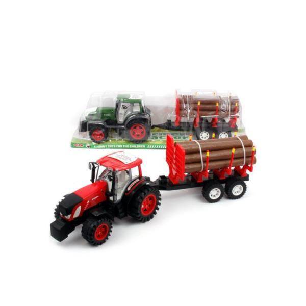 Traktor z przyczepą + drewniane bale 2 kolory