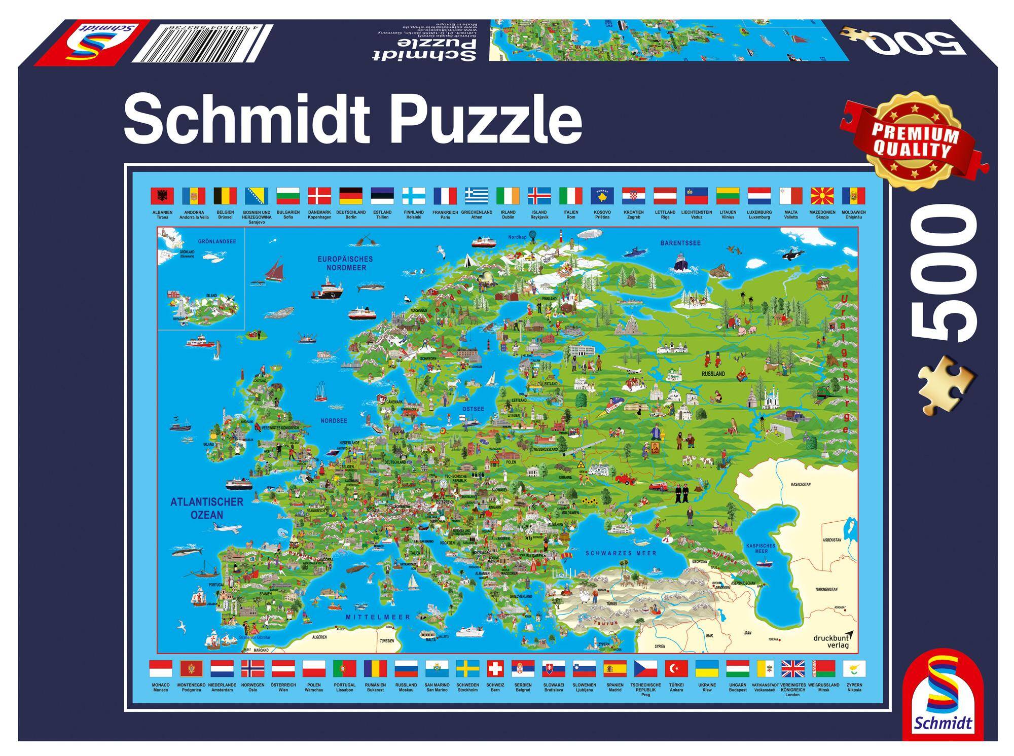 Puzzle 500 PQ Odkrywanie Europy 108401