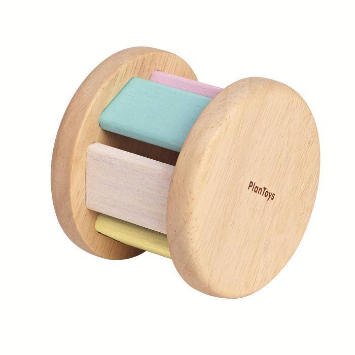 Grzechotka pastelowa roller zabawki drewniane