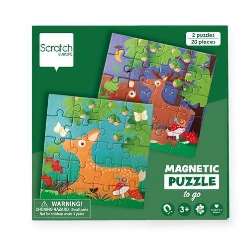 Scratch Puzzle magnetyczne - książka podróżna W lesie 2 obrazki 40 elem.