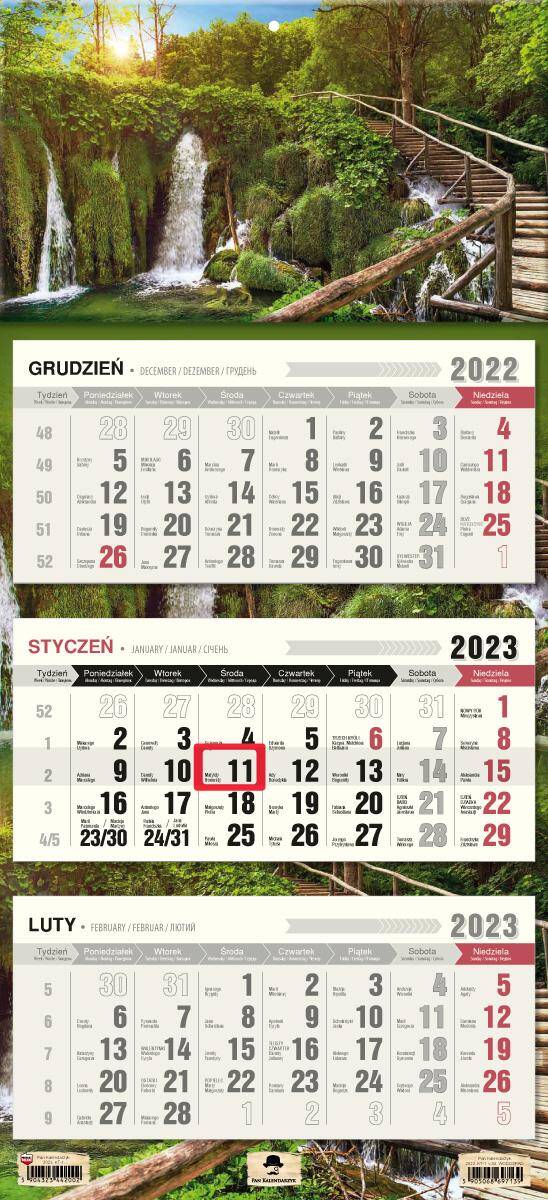 Kalendarz 2023 trójdzielny KT-1 wodospad V34