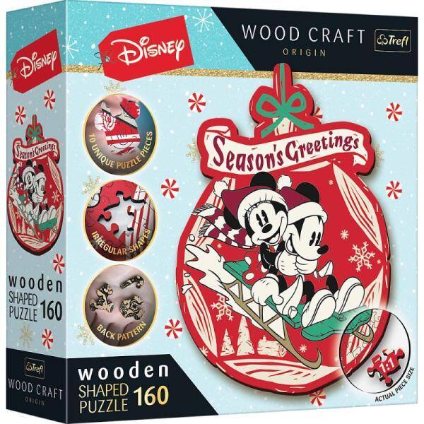 Puzzle drewniane 160el. Disney Świąteczna przygoda Mickey i Minni 20192 Trefl