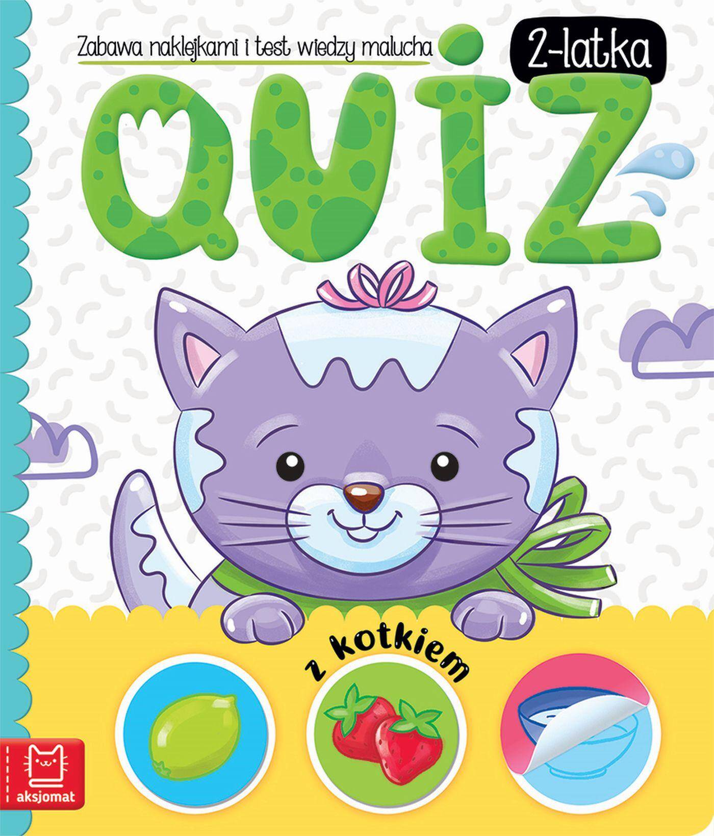 Quiz 2-latka z kotkiem. Zabawa naklejkami i test wiedzy malucha