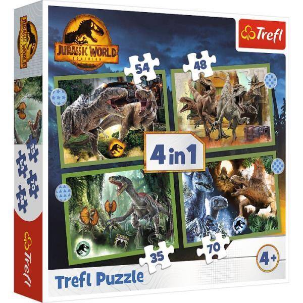 Puzzle 4w1 Groźne dinozaury Trefl