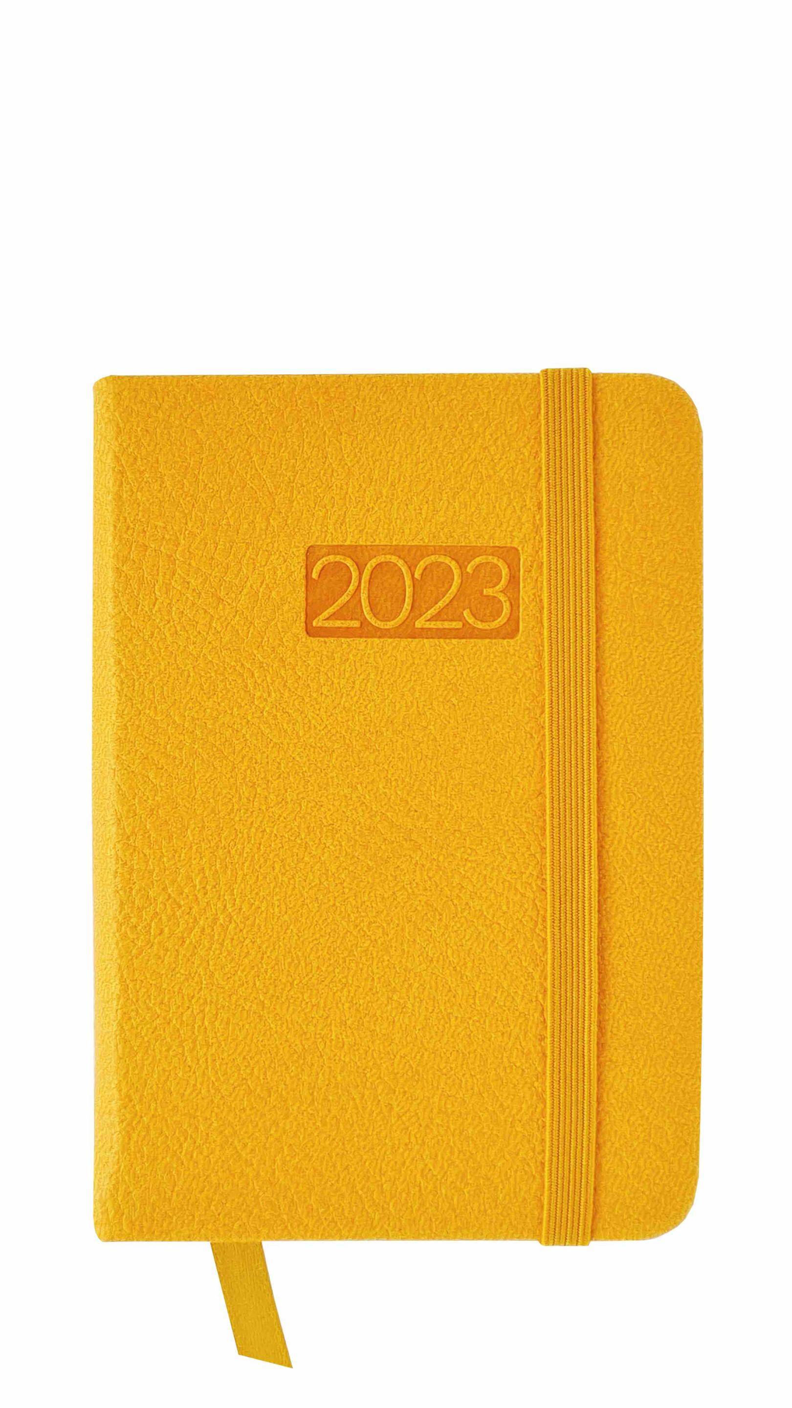 Kalendarz 2023 lux z gumką kieszonkowy żółty V3