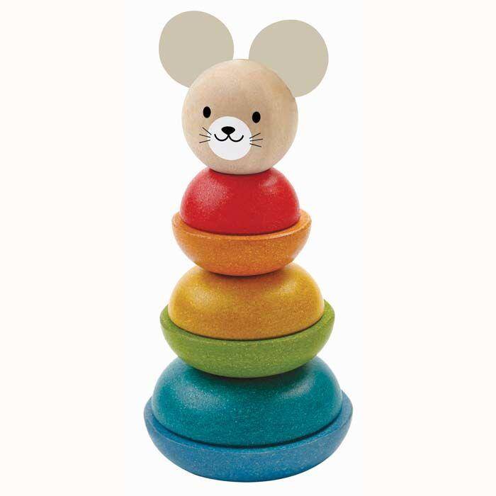 Myszka wieża do układania zabawki drewniane