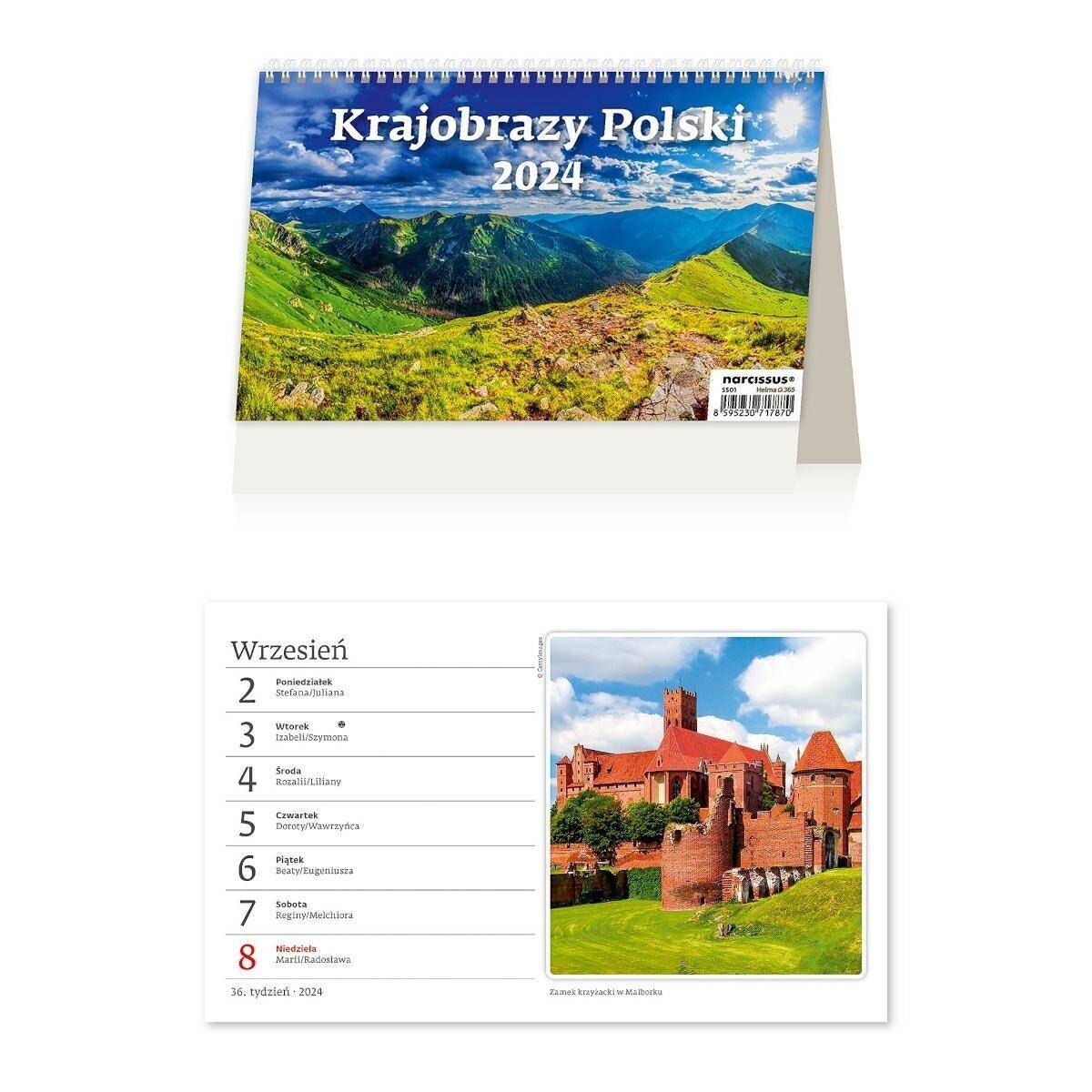 Kalendarz 2024 biurkowy Krajobrazy Polski tygodniowy