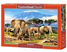 Puzzle 1000 el C-103188 Słonie na tle Kilimandżar