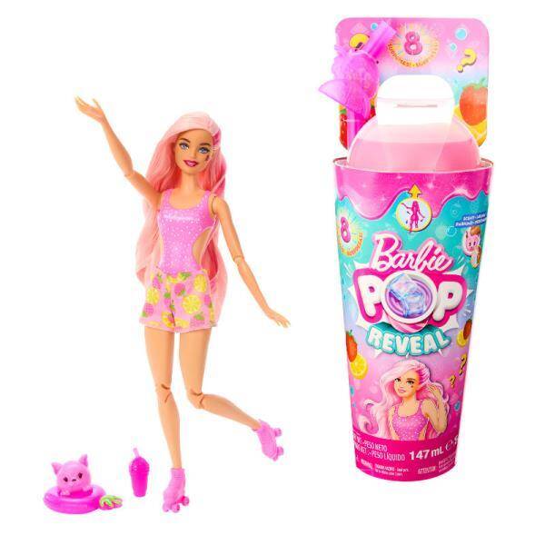 Barbie Pop Reveal Truskawkowa lemoniada Lalka Seria Owocowy sok HNW41 p4 MATTEL